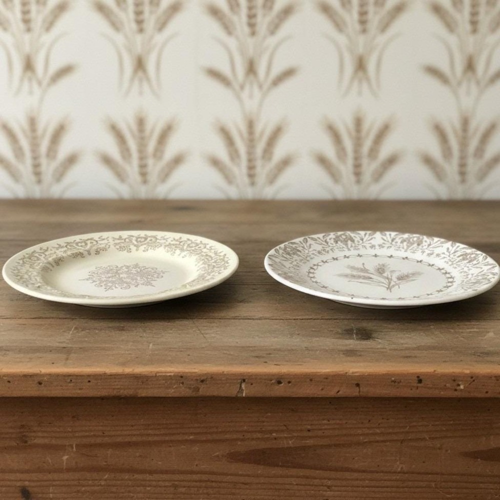 Edwin M. Knowles Golden Wheat Bread Plates, Set of 2, Mixed Variants Dinnerware